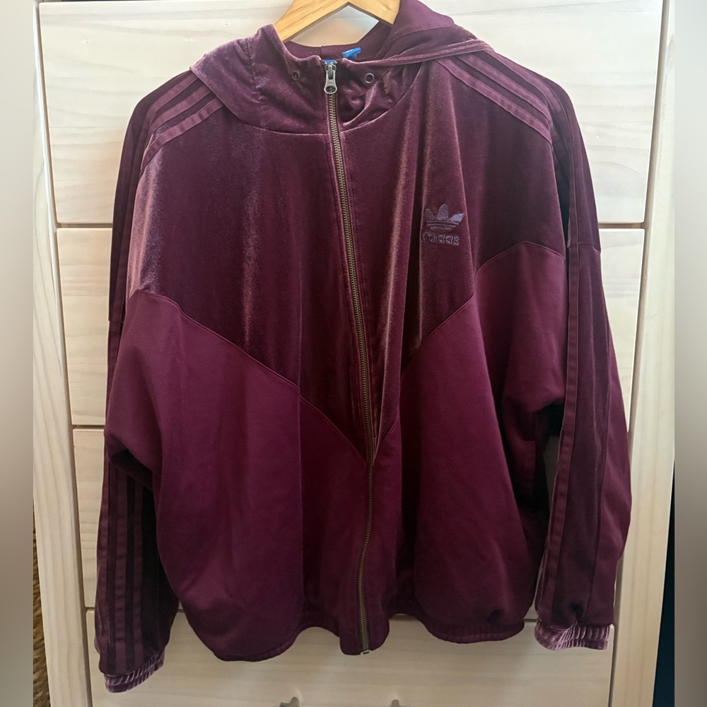 Adidas Rare Maroon Velvet Track Jacket